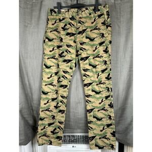 Levis Camo Pants True Straight Flat Button Fly Green Military Tactical Mens USED